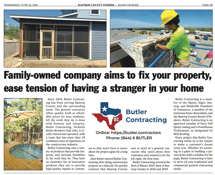 Google Guaranteed: Another Reason to Hire Butler Contracting in Bastrop, Texas