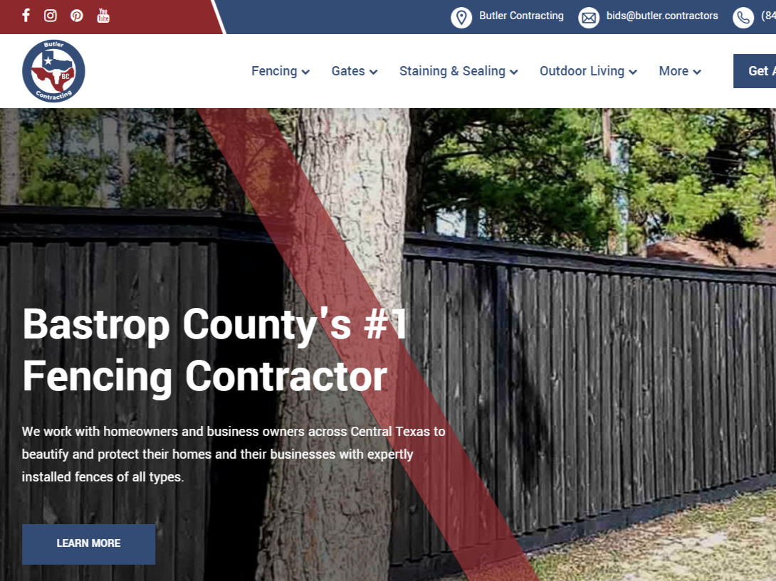 Photo of a Bastrop County Fence Company website