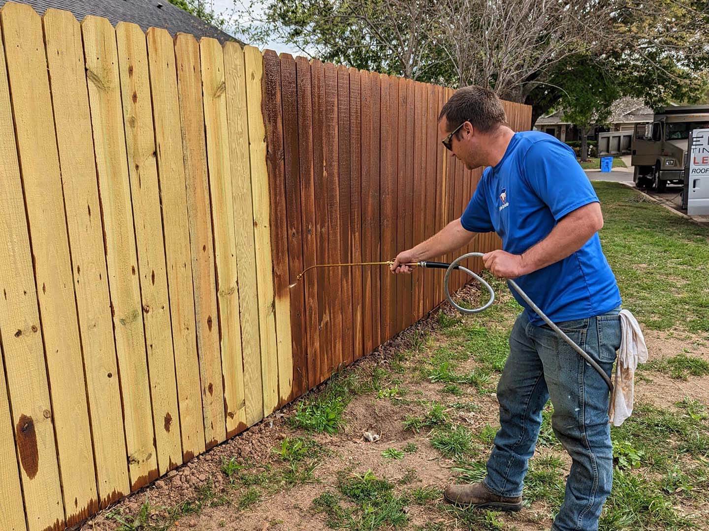 Cleaning and restoration of wood fences, decks, and outdoor structures with stain and seal in Bastrop Texas